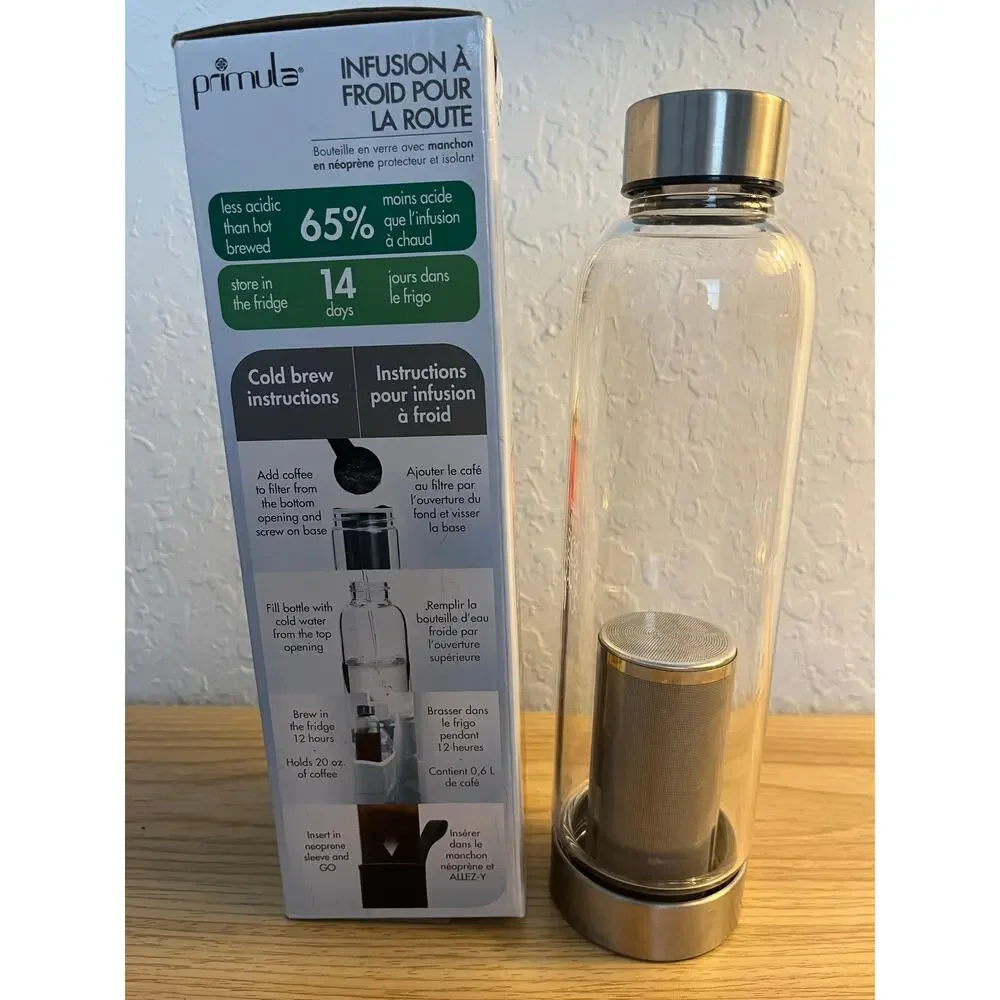 Primula Cold Brew & Travel Glass Bottle 20 oz Iced Coffee Brewer